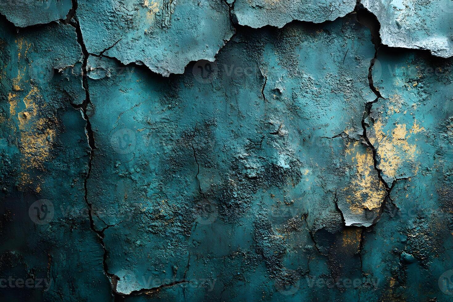 Weathered Texture of Cracked Turquoise Painted Wall for Artistic Backgrounds photo