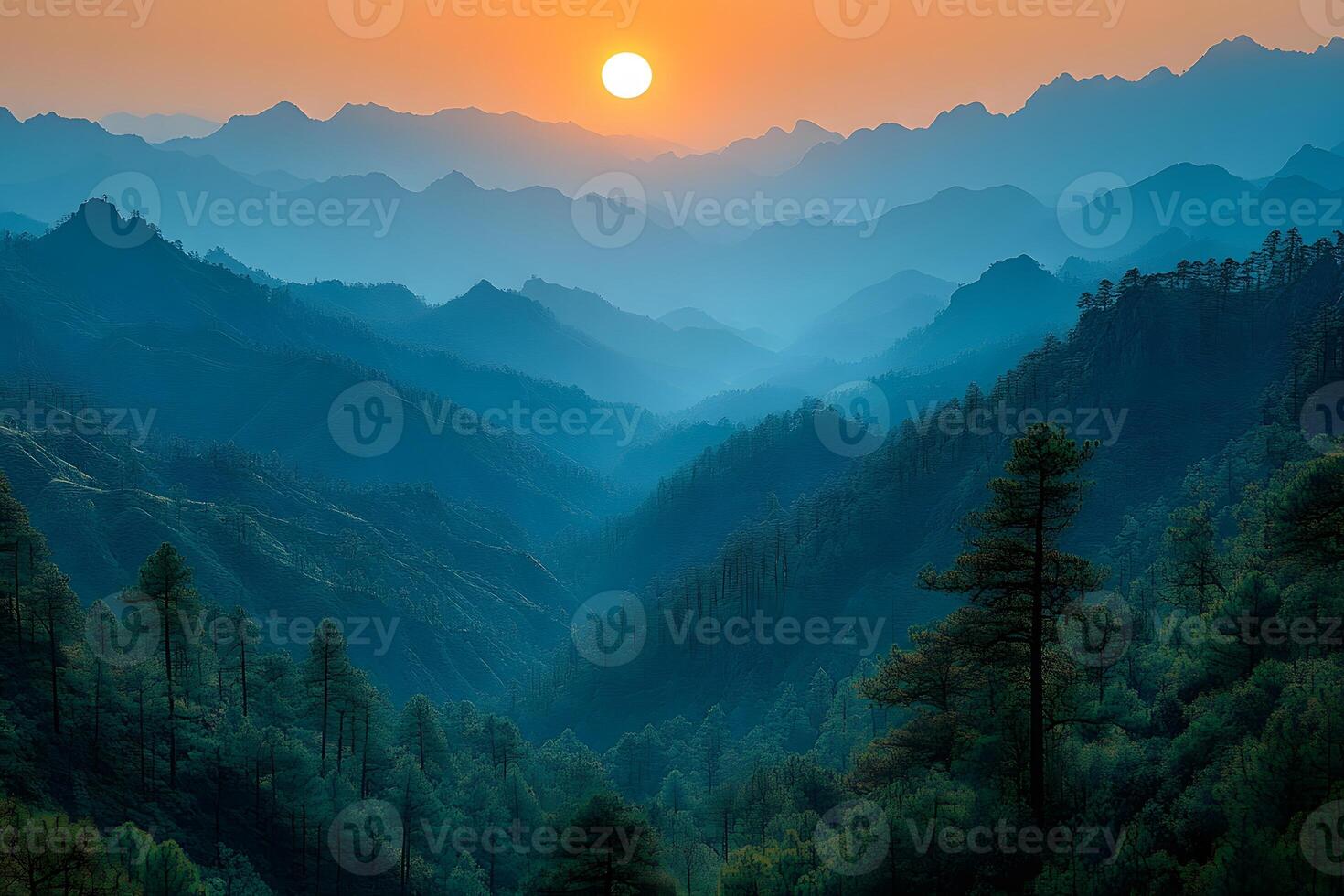 Majestic Mountain Landscape at Sunset Serene Nature Photography for Wall Art or Digital Use photo