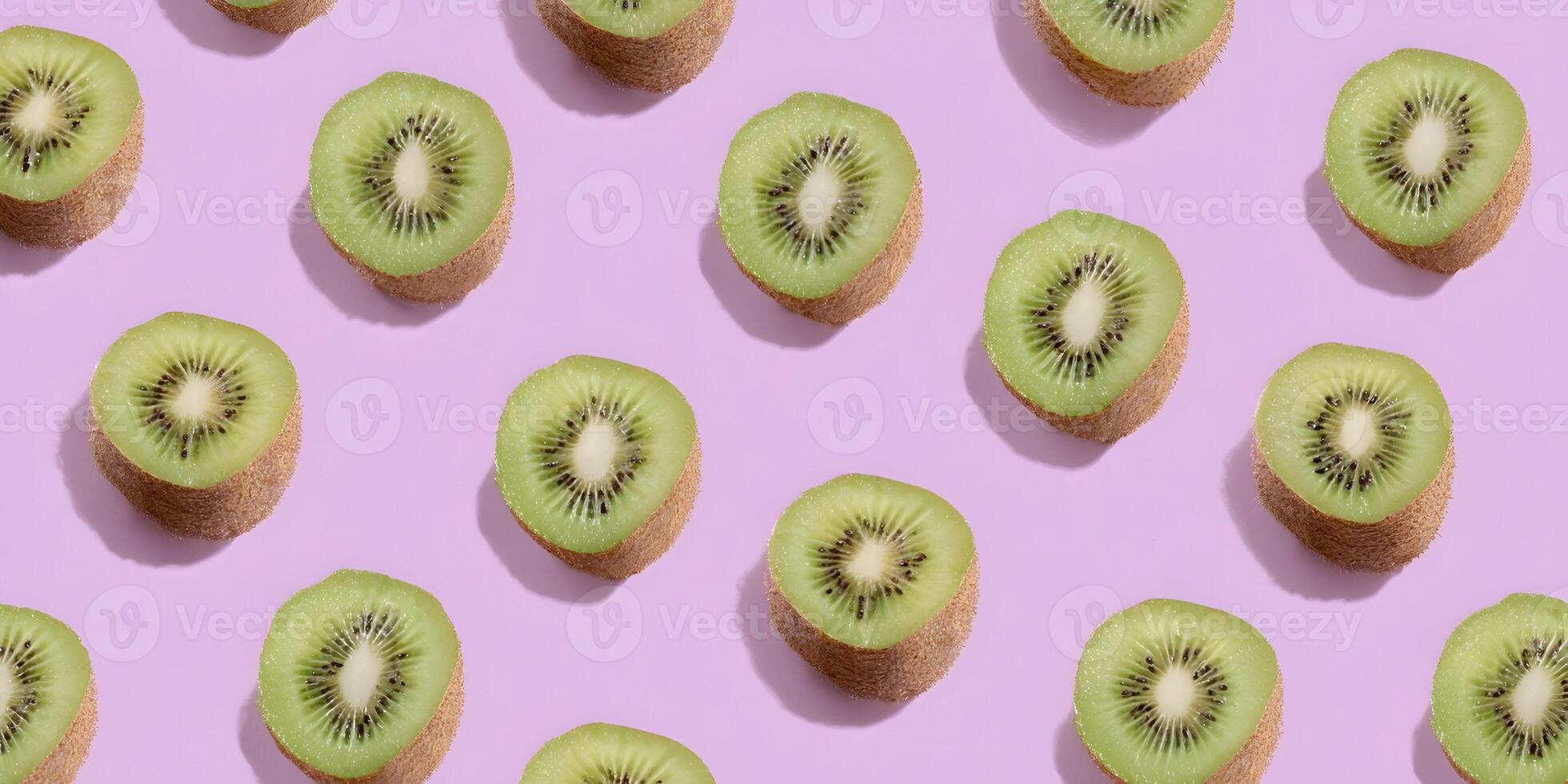 Kiwi Fruit Pattern Purple Background Food Photography photo