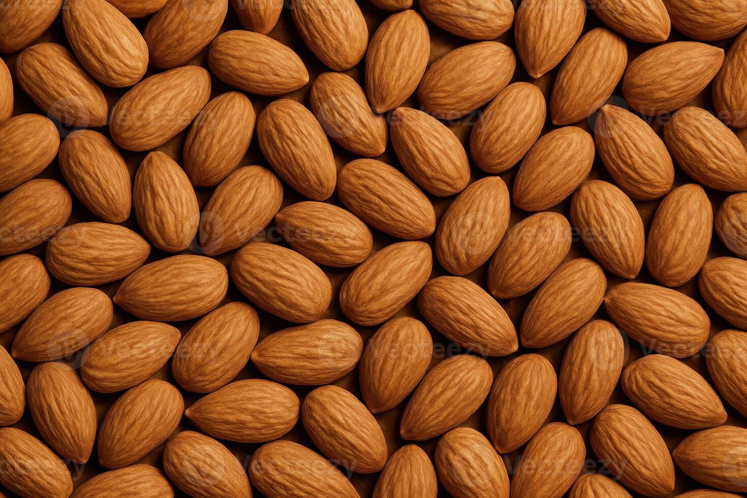 Close up full frame view of natural unshelled almonds creating a textured background photo
