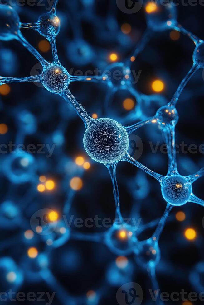 Neural network growing and connecting with data, creating artificial intelligence photo