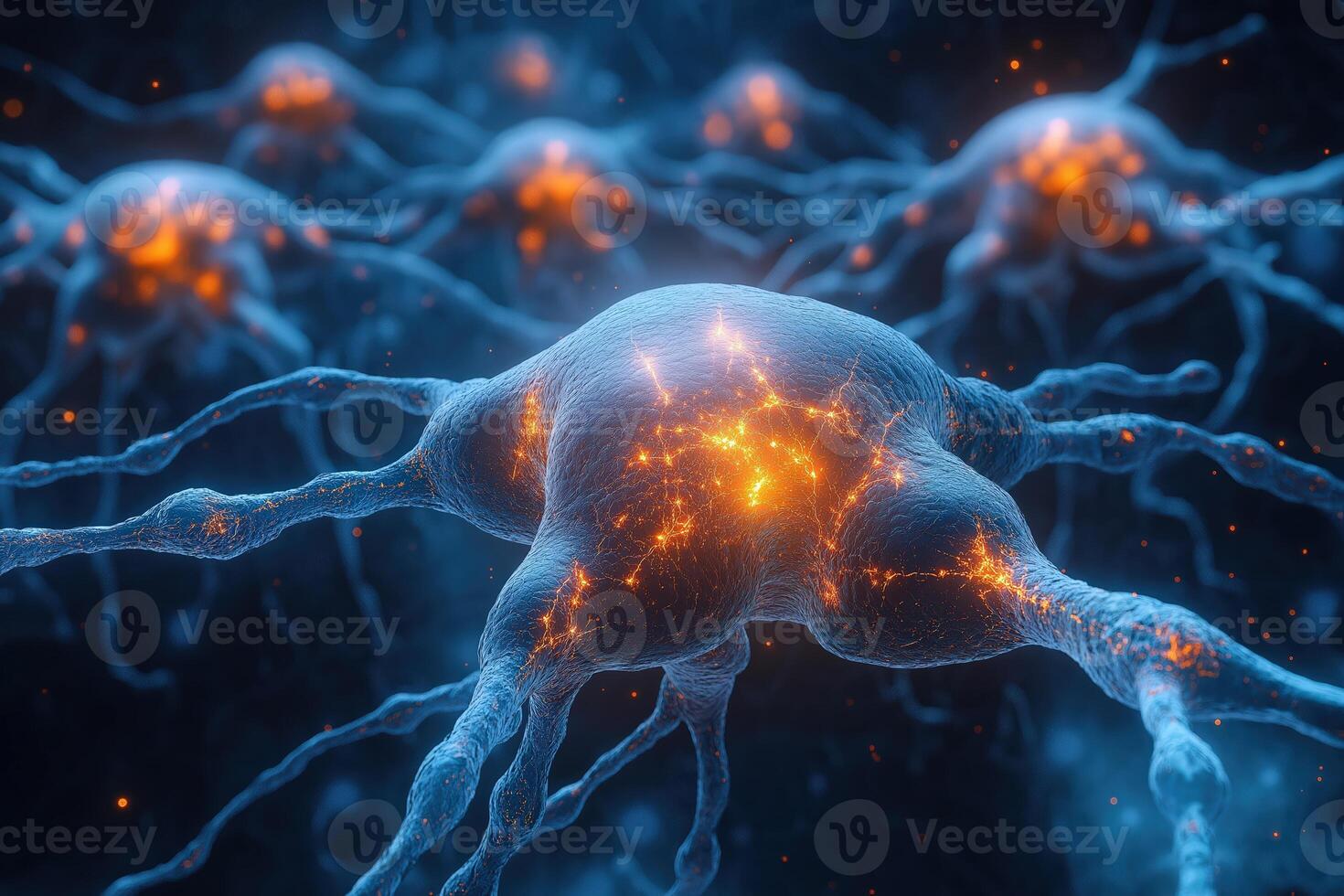 Neurons firing showing growth and connections in the brain photo
