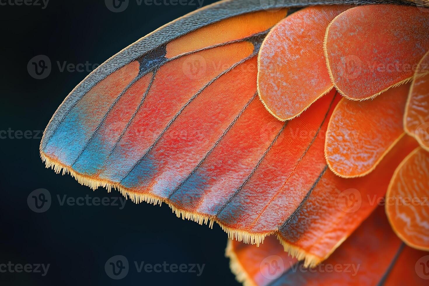Colorful butterfly wing showing intricate details and textures photo