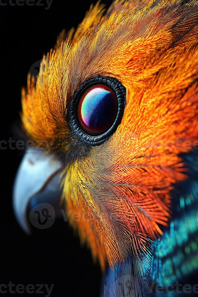 Colorful pitta bird showing iridescent feathers and staring eye photo