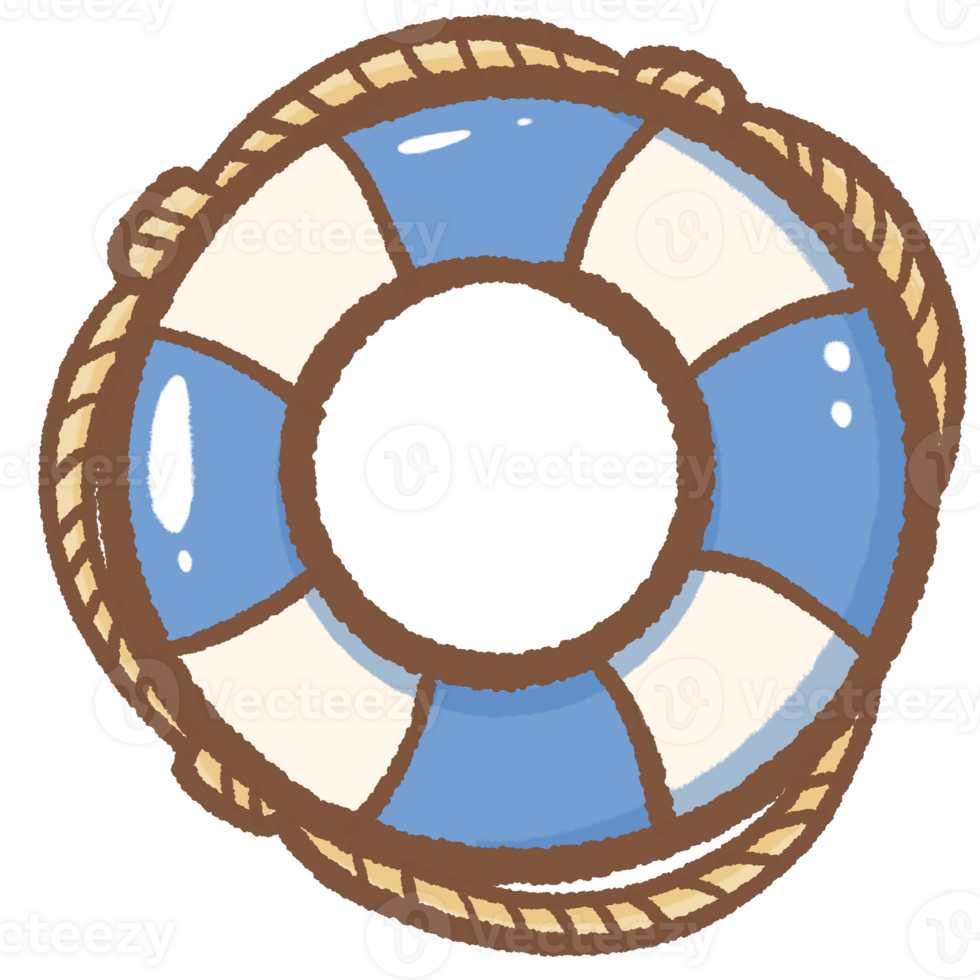 Cute blue white life buoy Clipart Kawaii Element for Italian Summer, Amalfi Coast Decor, Beach Stickers, Kids Scrapbooking, Travel Art, Coastal Vacation Aesthetic png