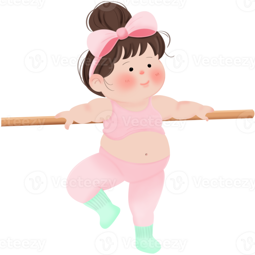 cute chubby girl with her gymnastic png