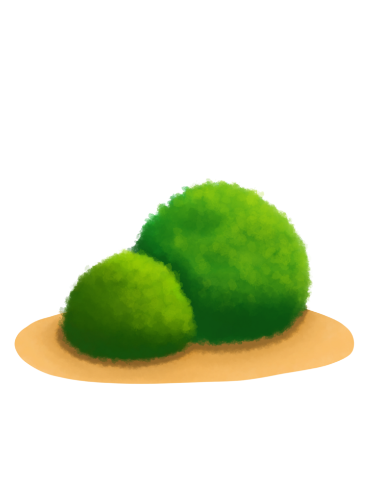 A cartoon bush with two green leaves png
