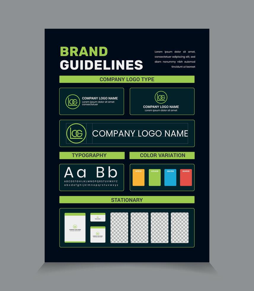 A4 Brand Guidelines Poster Layout, Brand identity Template. vector