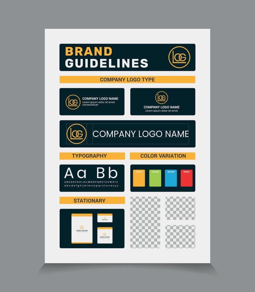 A4 Brand Guidelines Poster Layout, Simple style and modern Brand Guidelines, Brand identity vector