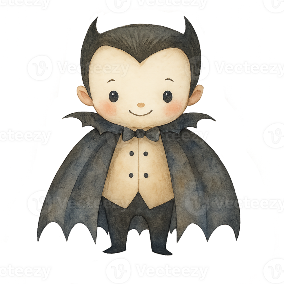 A cartoon vampire with a bat costume png