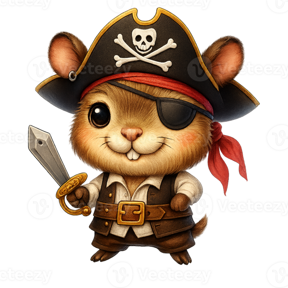 A cute little mouse dressed as a pirate png