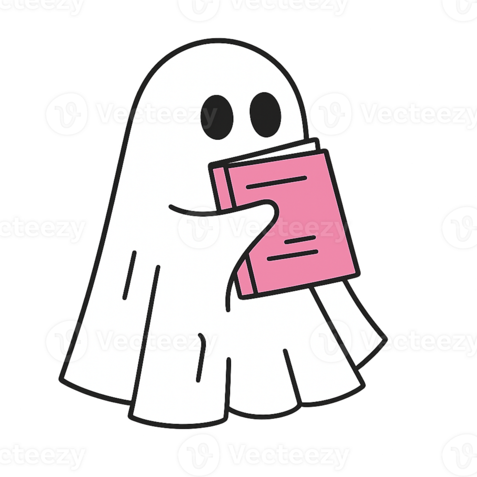A ghost holding a book in its hand png