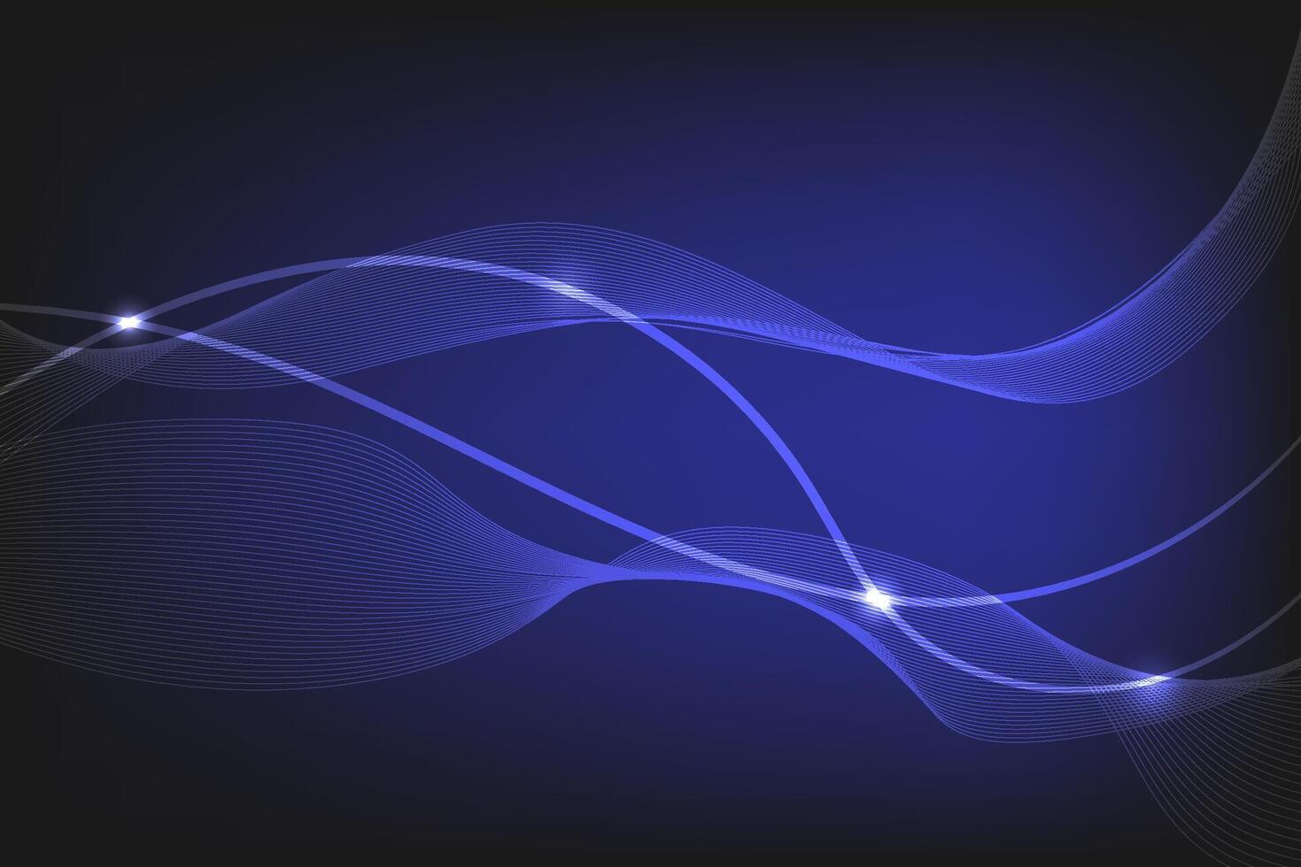 Futuristic abstract background featuring smooth glowing blue wave lines on a dark gradient backdrop, ideal for tech and digital themes vector