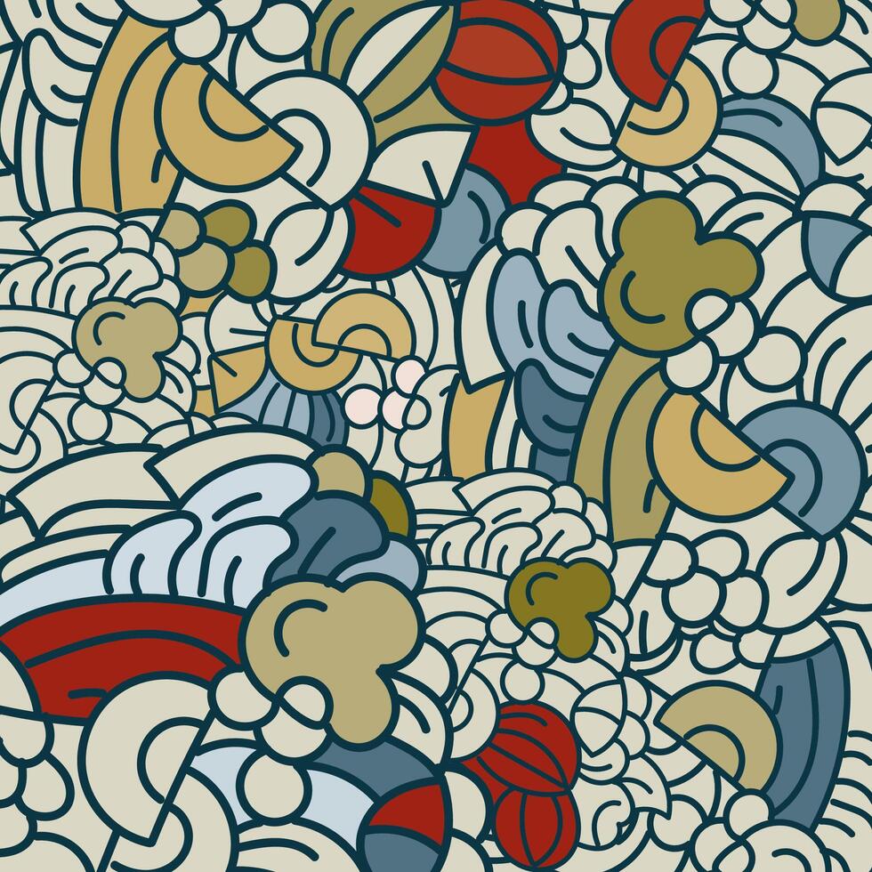 colorful abstract hand-drawn doodle pattern, waves background vector