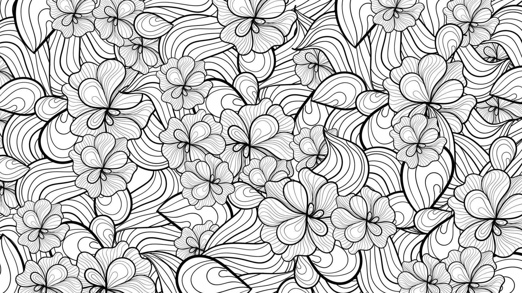 with black and white flowers pattern on white background. vector