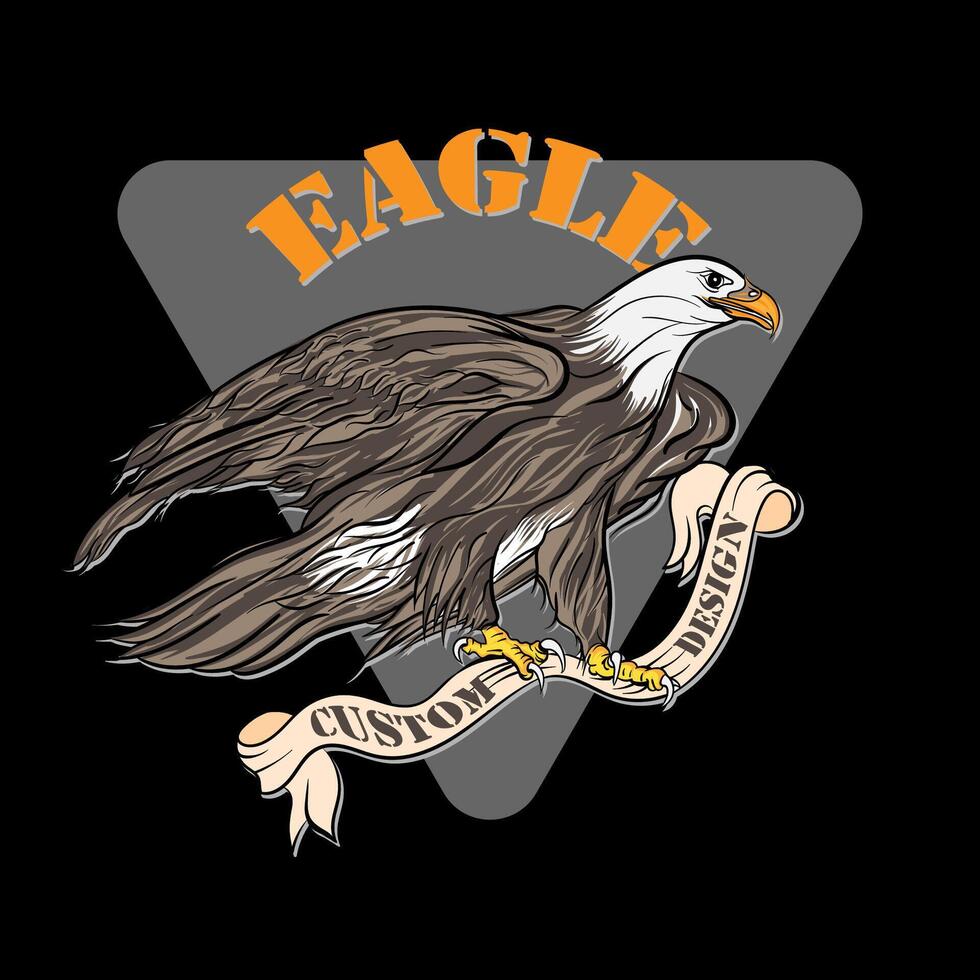 hand draw Eagle with ribbon. illustration for t-shirt and logo design. vector