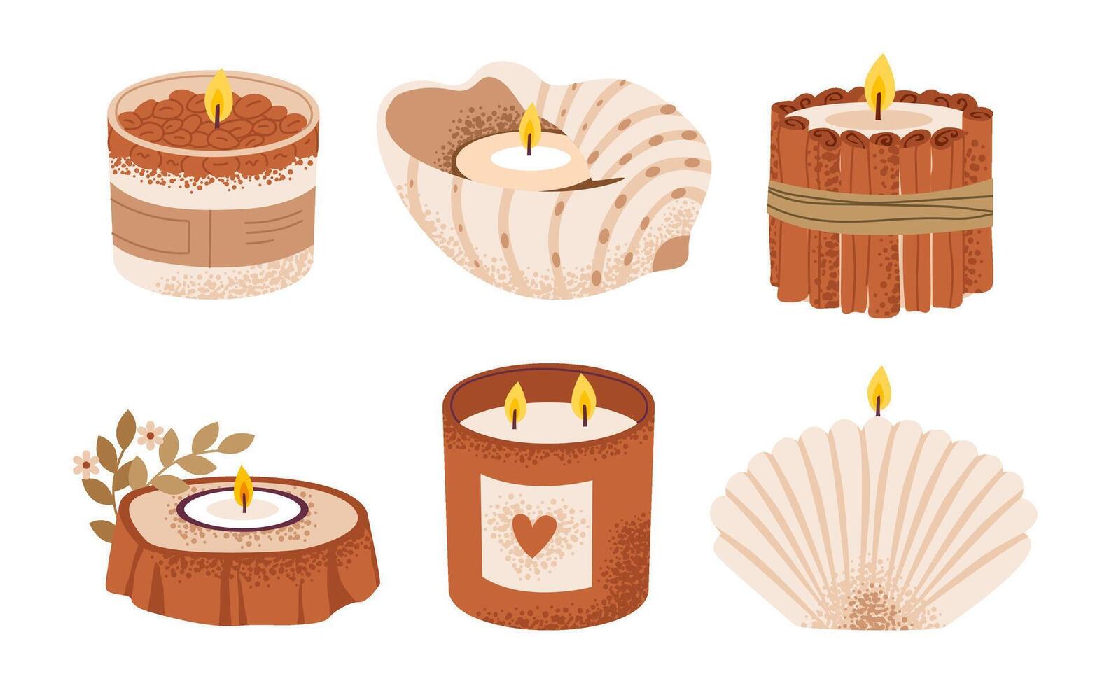 Colorful decorative candles in various shapes vector