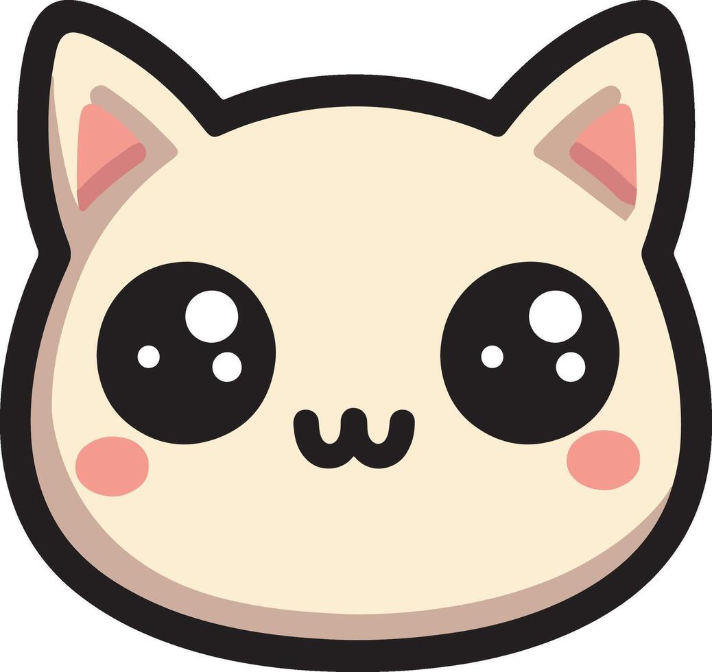 A cute kawaii cat face with big eyes vector