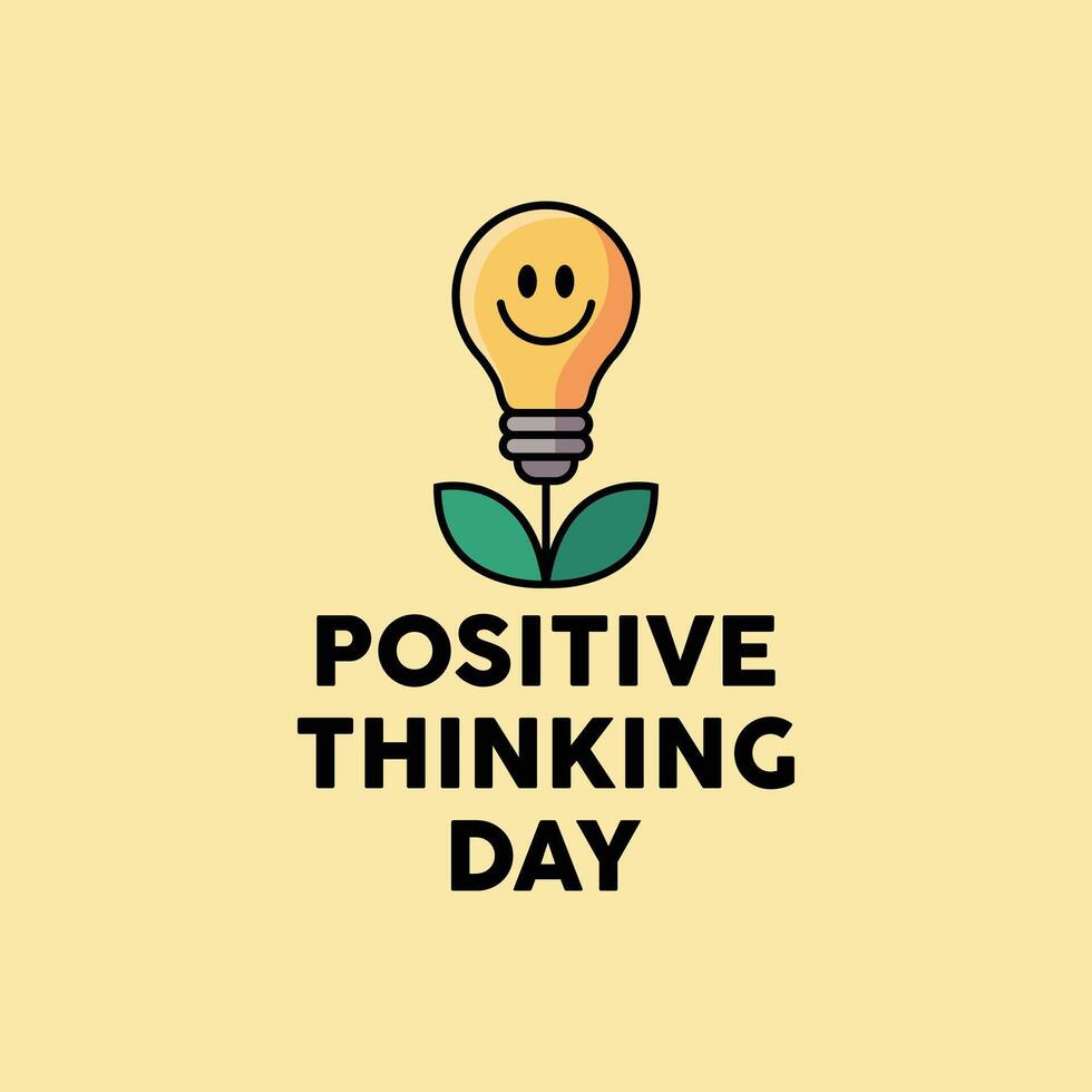 Happy lightbulb flower growing Positive Thinking Day pastel yellow background plant vector