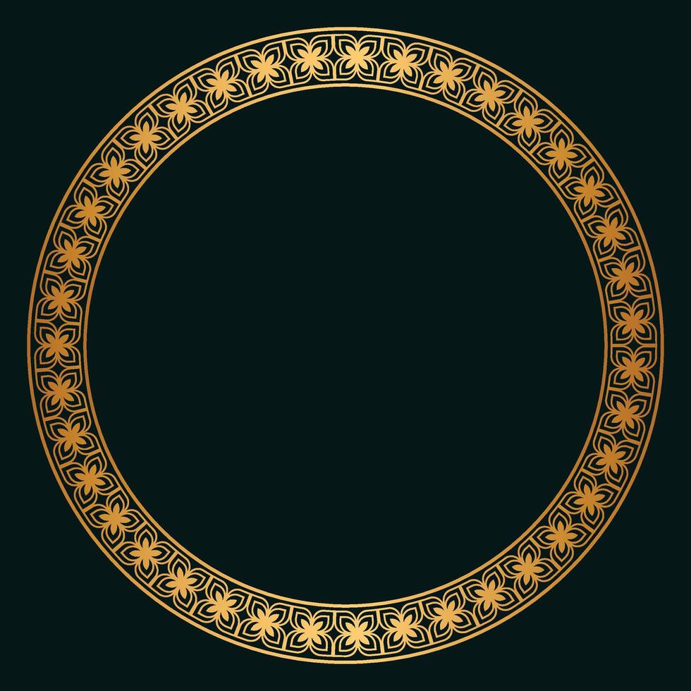 golden round Turkish ornament. Ottoman circle, ring, frame design vintage vector