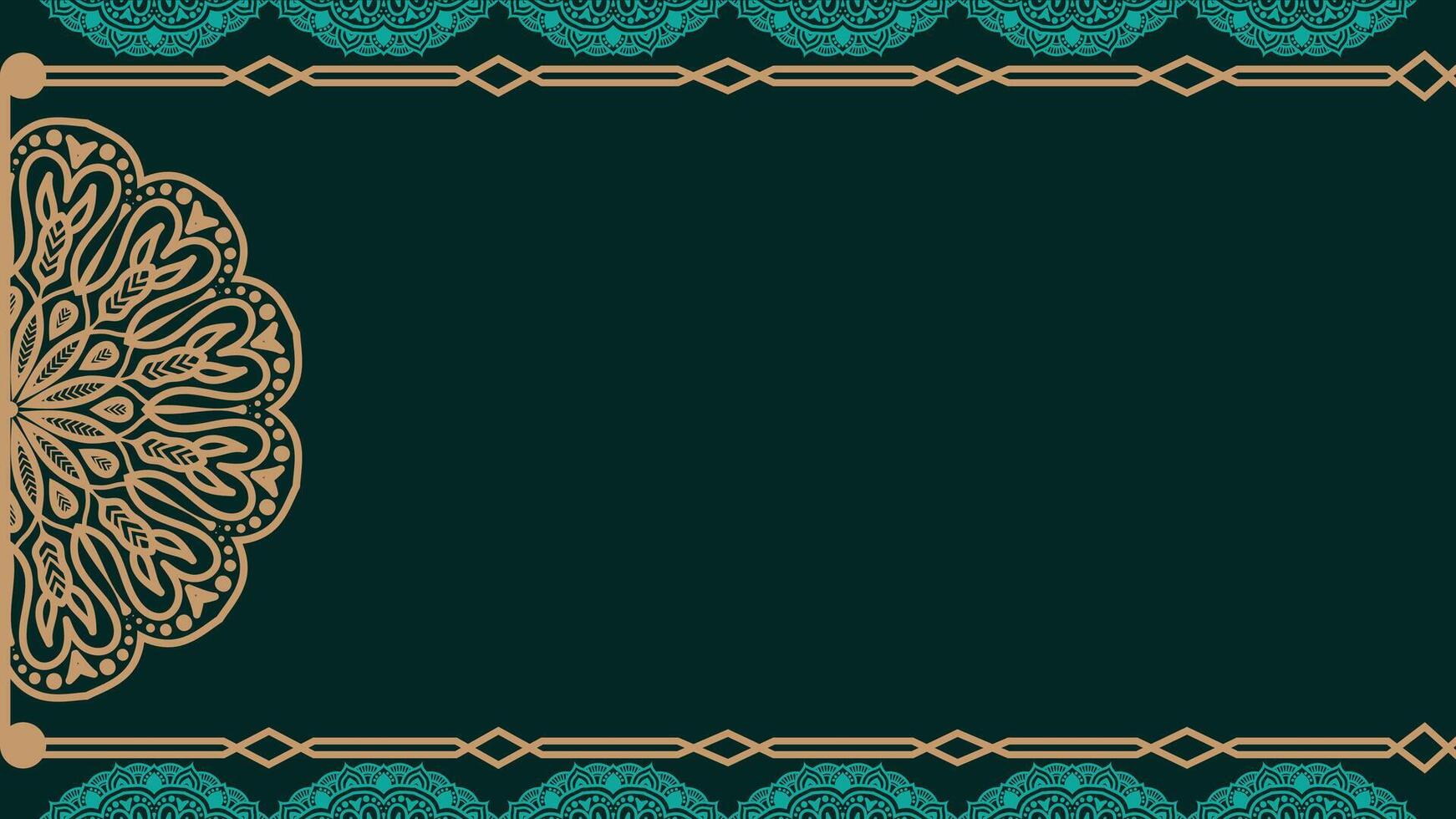 Luxury green islamic wedding invitation ornament pattern border background banner for ramadan milad un nabi vector