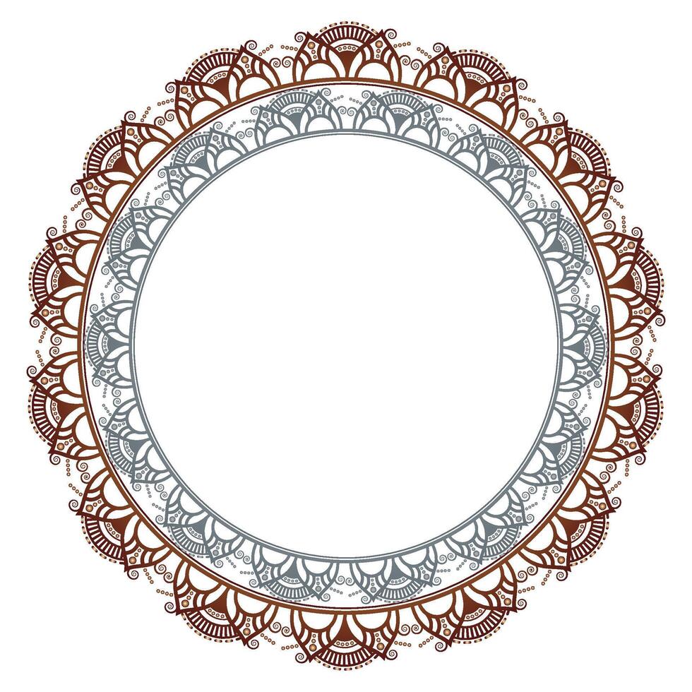 Indian flower mandala art with luxury golden circle frame in vintage gold circular pattern vector