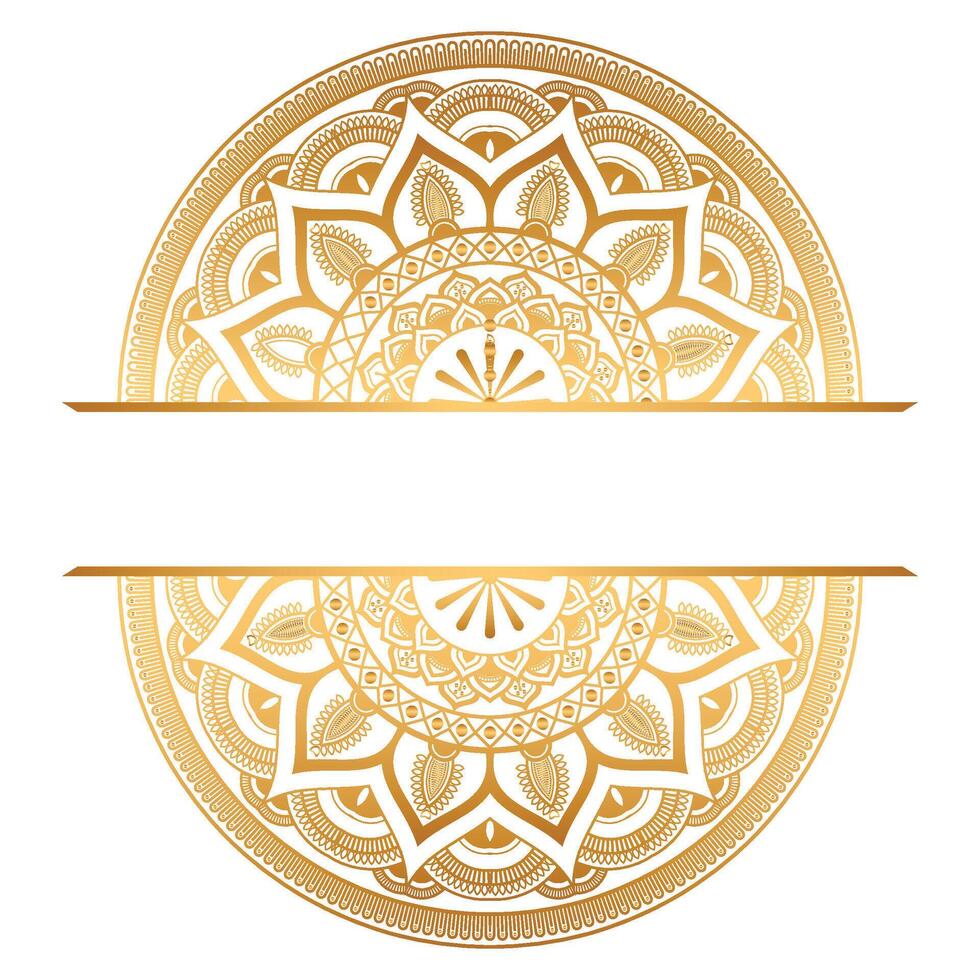 Luxury mandala gold vintage title frame swirl for text transparent background wedding invitation card element vector