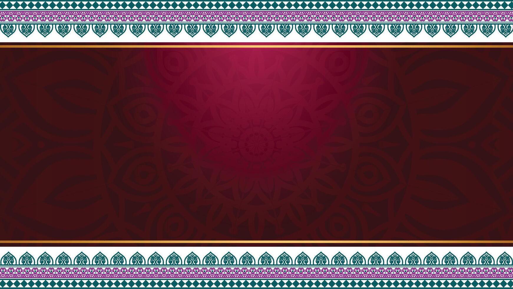 Luxury red islamic wedding invitation ornament pattern border background banner for ramadan milad un nabi vector