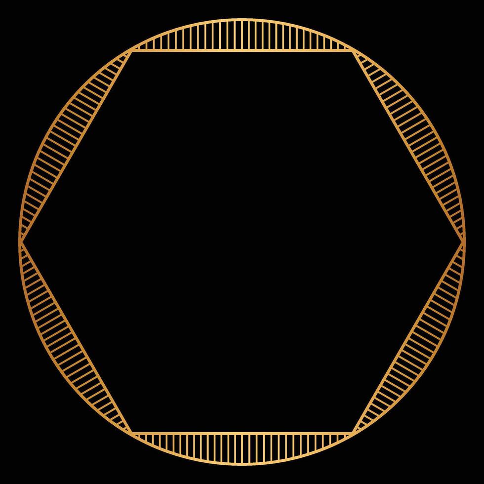 Golden luxury circle shape frame clipart in black background vector