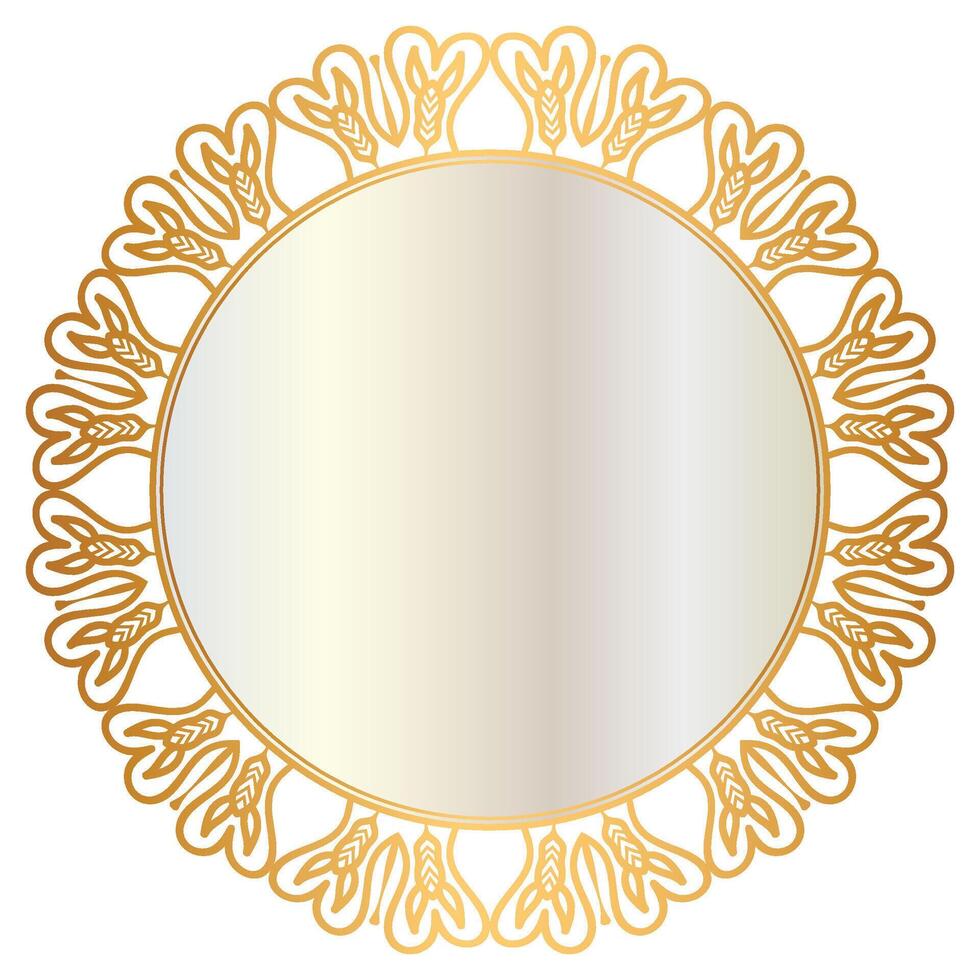 Golden award circle frame border and intricate mandala indian art vector