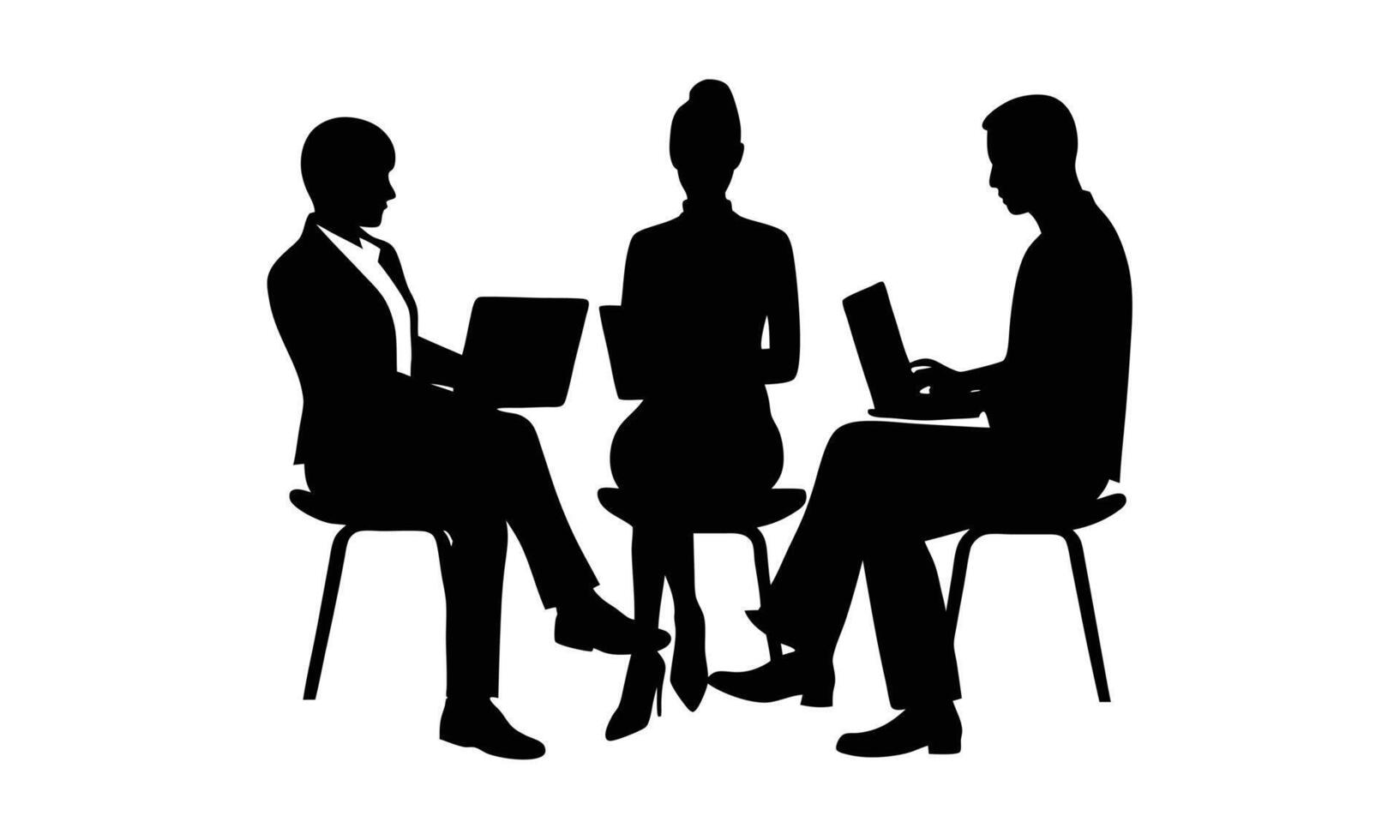 Business team meeting laptop computers collaboration vector
