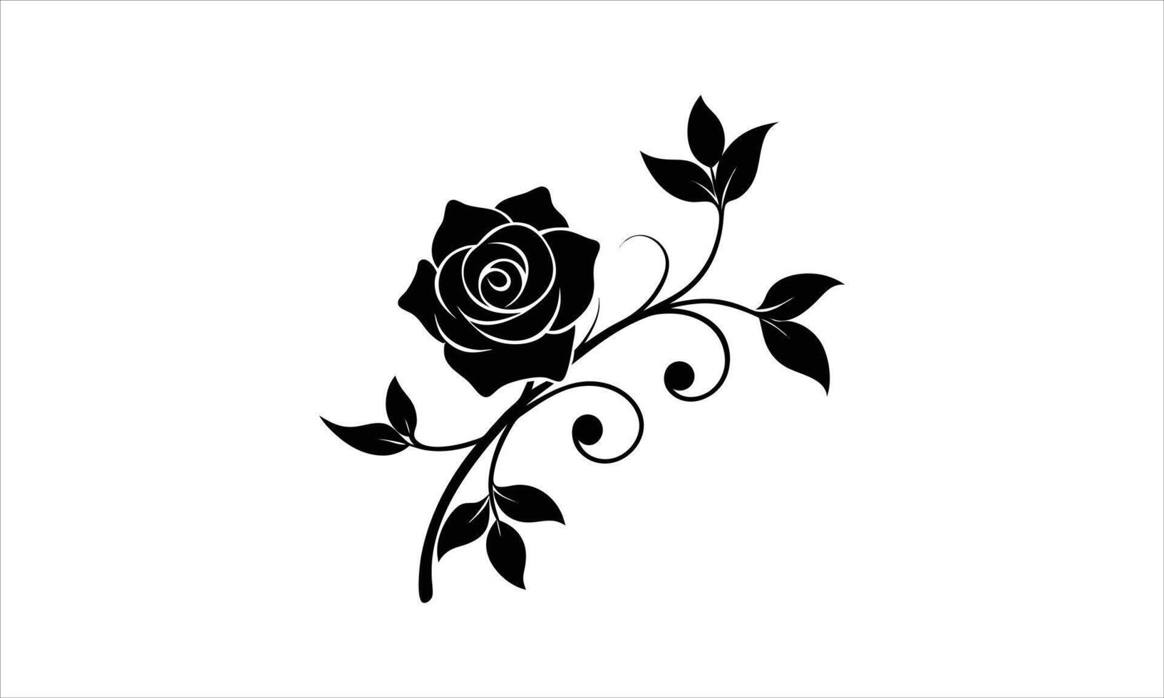 Elegant black rose silhouette floral design vector