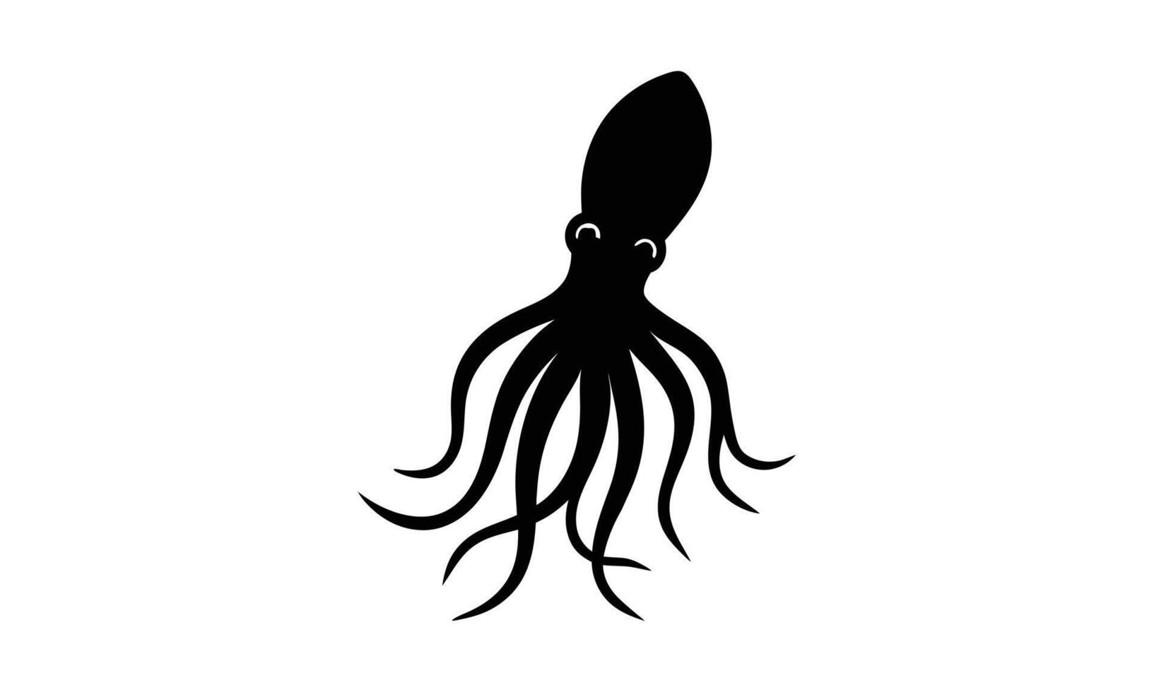 Happy little octopus silhouette ocean animal vector