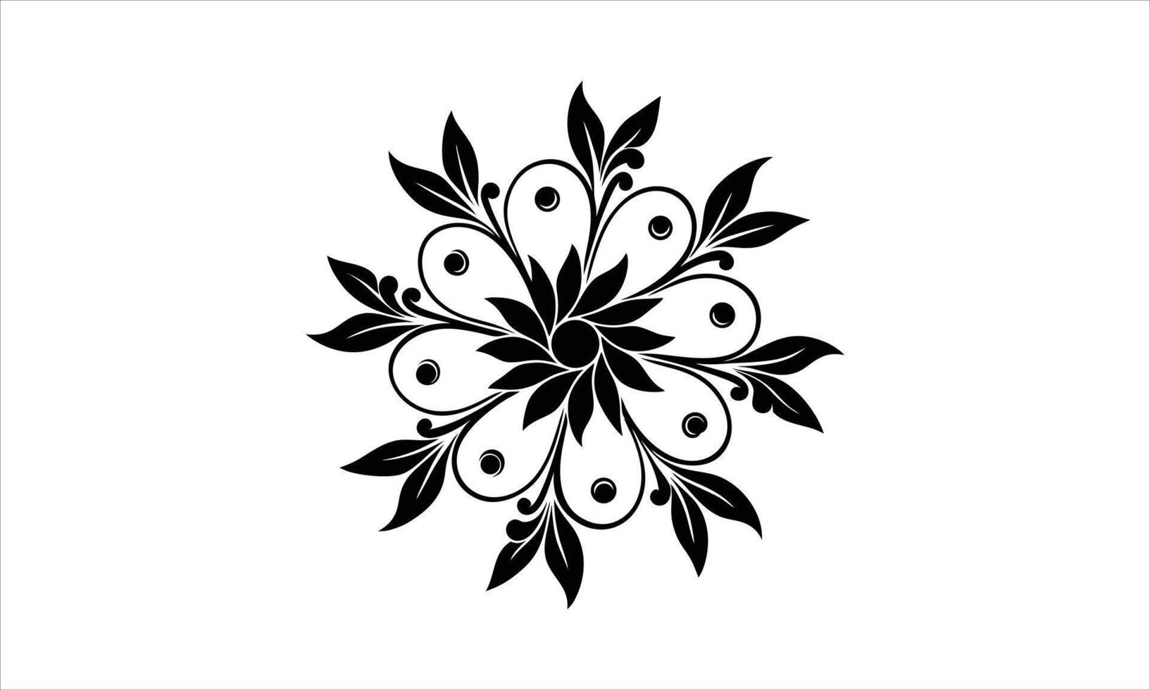 Elegant black floral design circular ornament vector
