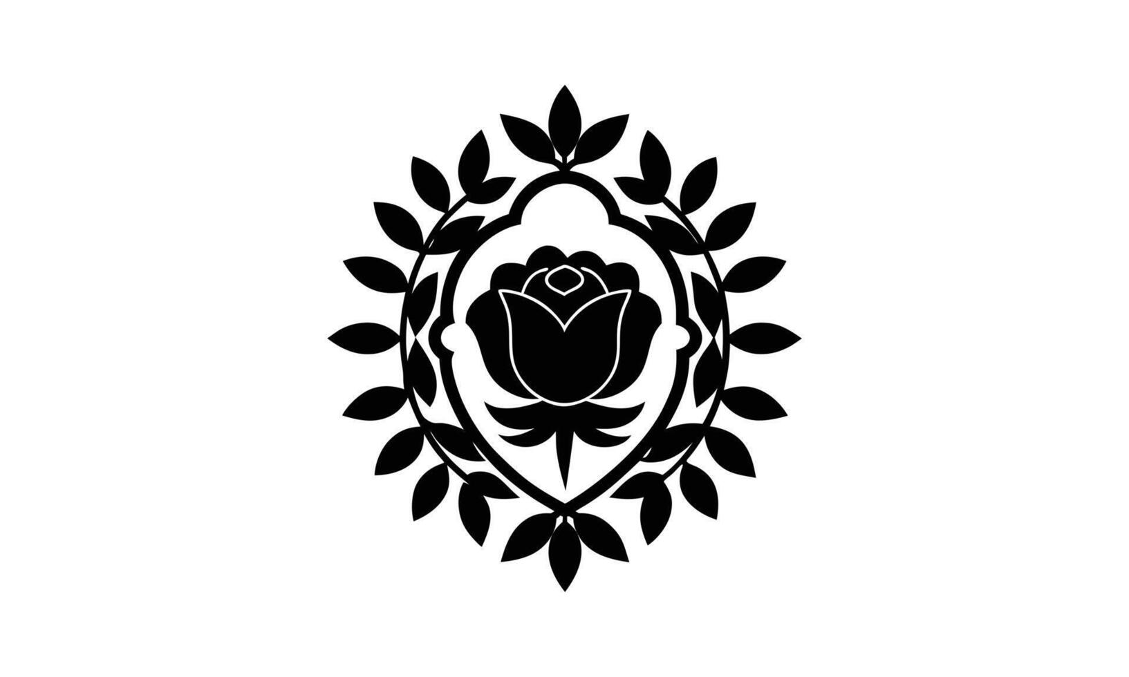 Elegant black rose floral wreath design element vector