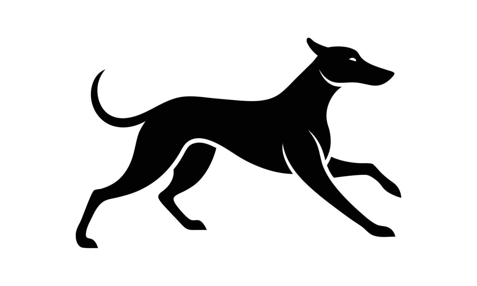 Elegant black silhouette of a running dog vector
