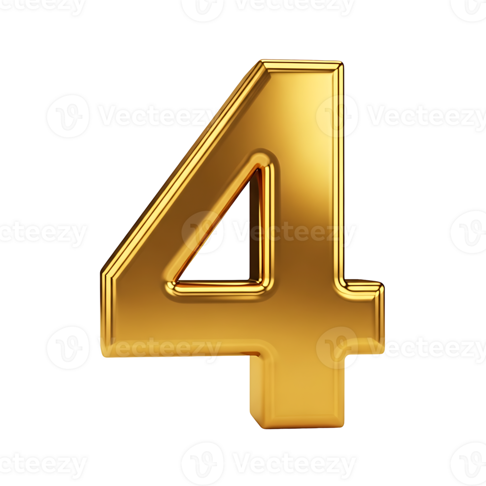 The number four is made of gold png
