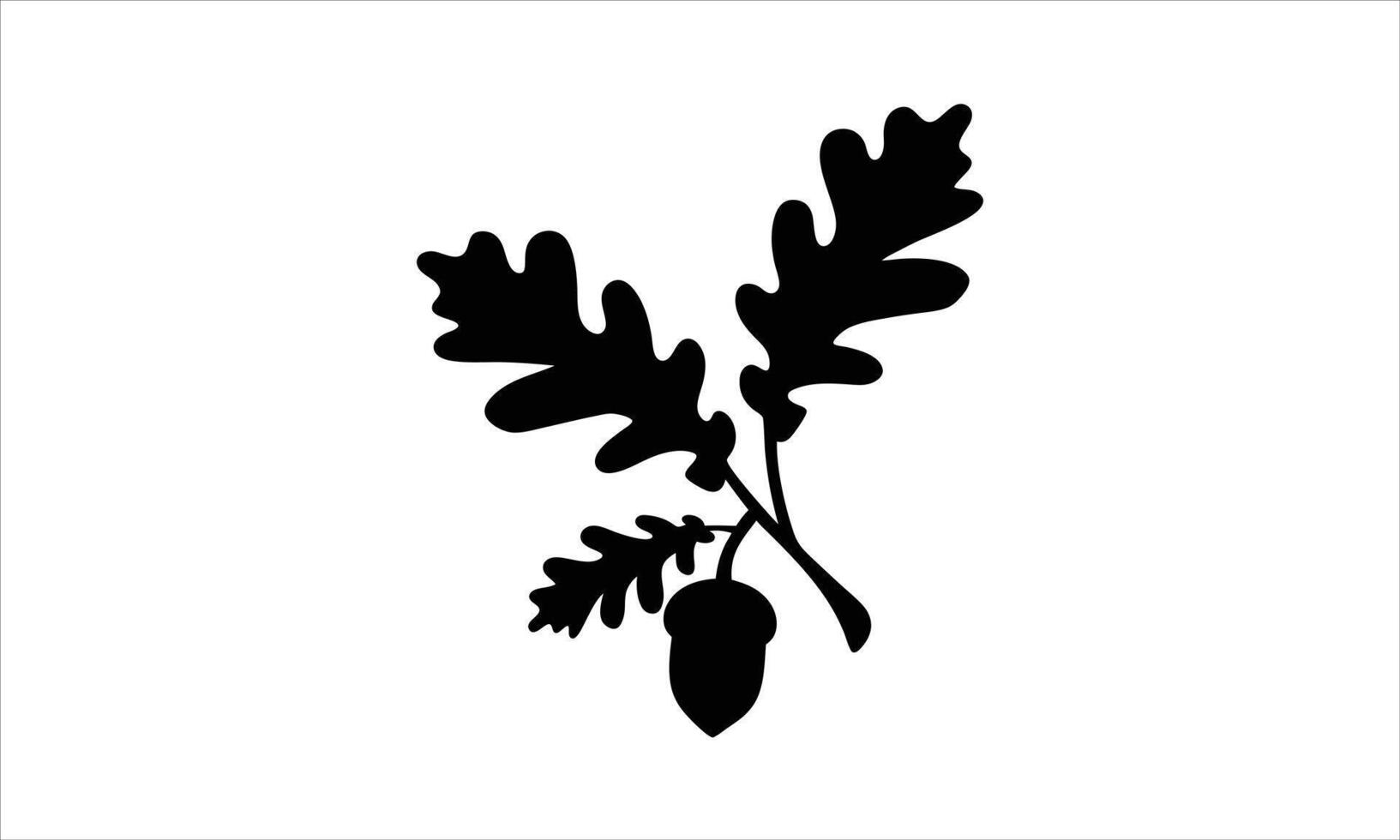 Oak leaves acorn silhouette nature symbol design vector
