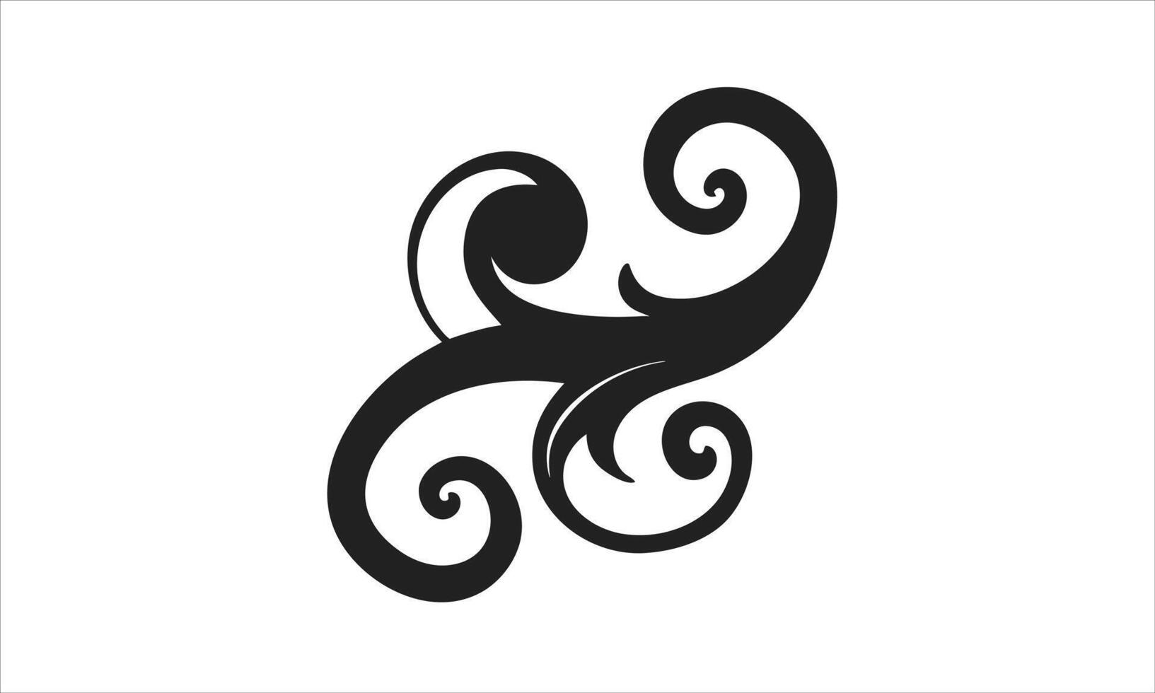 Elegant black swirl floral design element vector