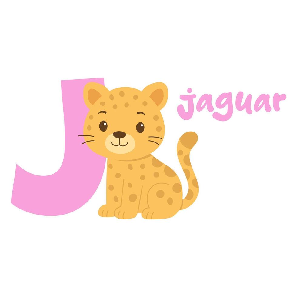 Cartoon jaguar and letter J vector