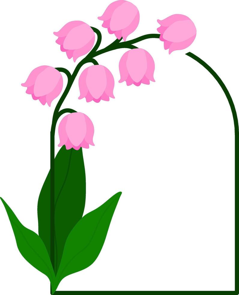 Corner Floral Frame with Pink Lily of the Valley Flowers vector