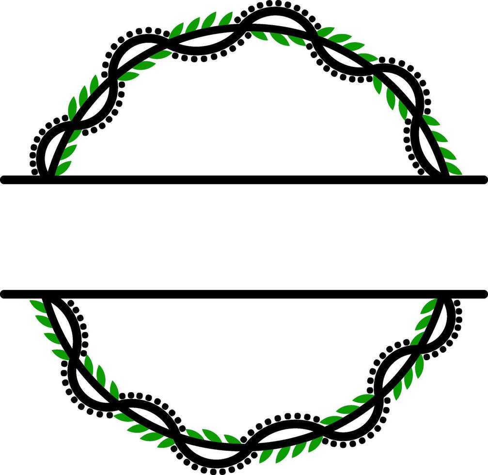 Nature Frame with Green Leaf and Dots Border Design vector