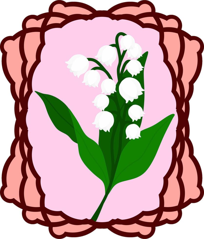 White Lily of the Valley Flower in Decorative Frame vector