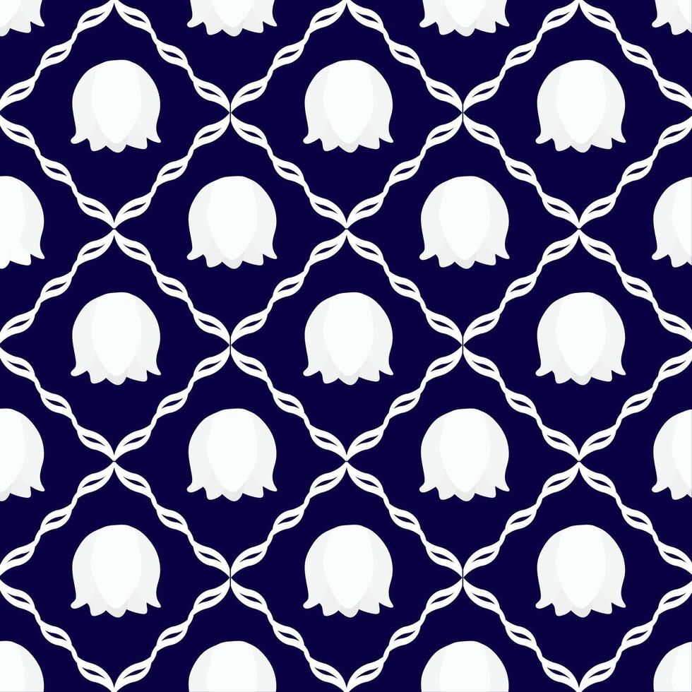 Geometric Floral Pattern Featuring White Lily of the Valley vector