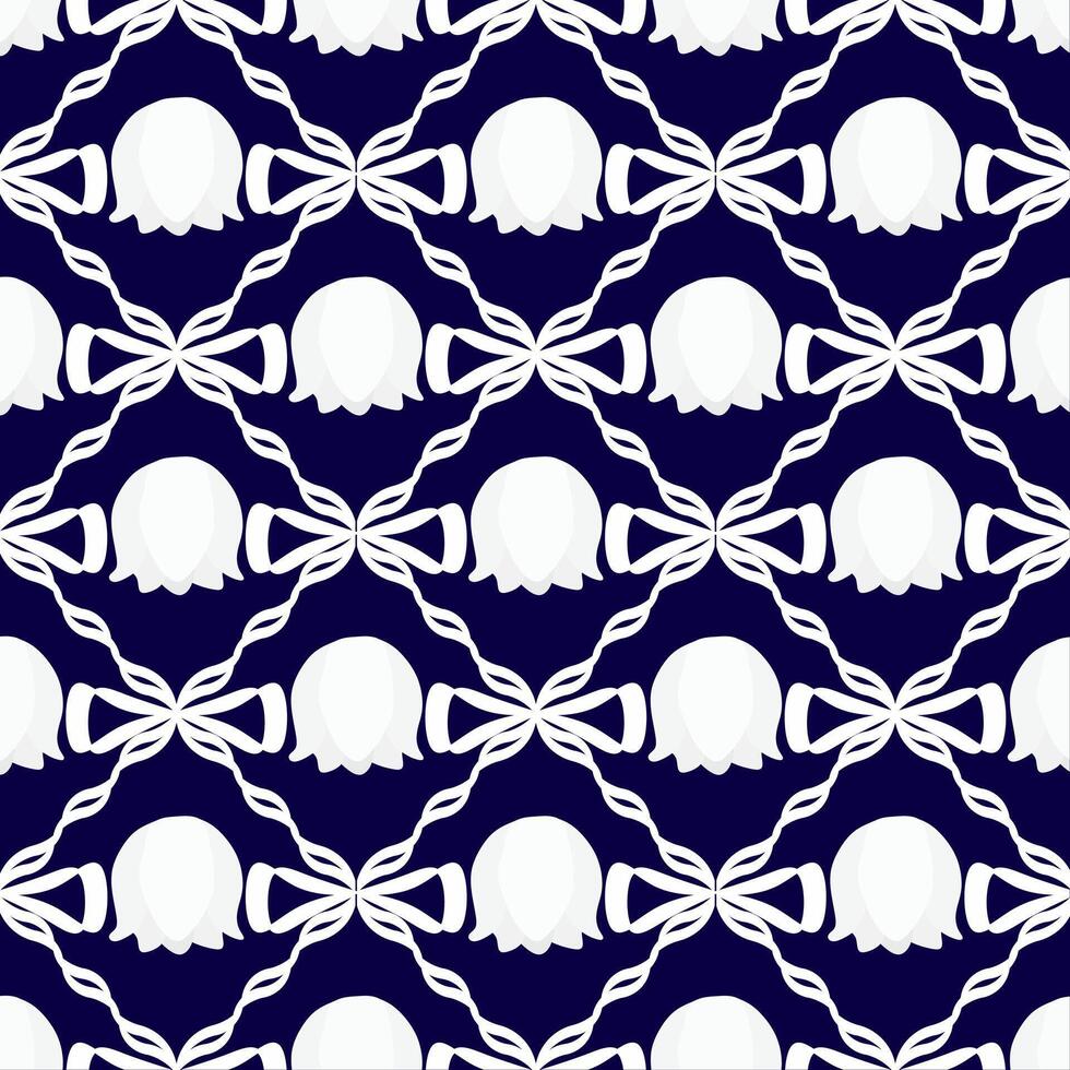 Seamless Pattern of White Lily of the Valley Flowers on Dark Background vector