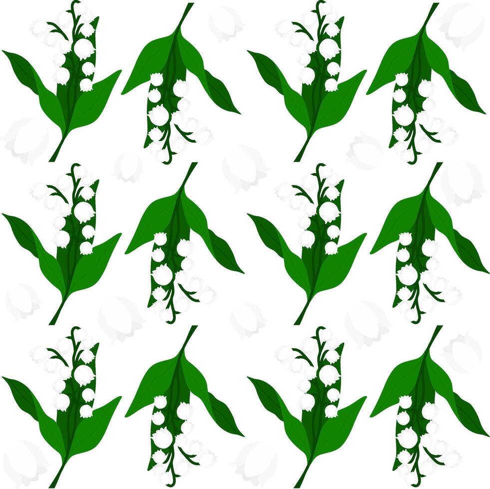 Seamless Pattern of White Lily of the Valley Flowes vector