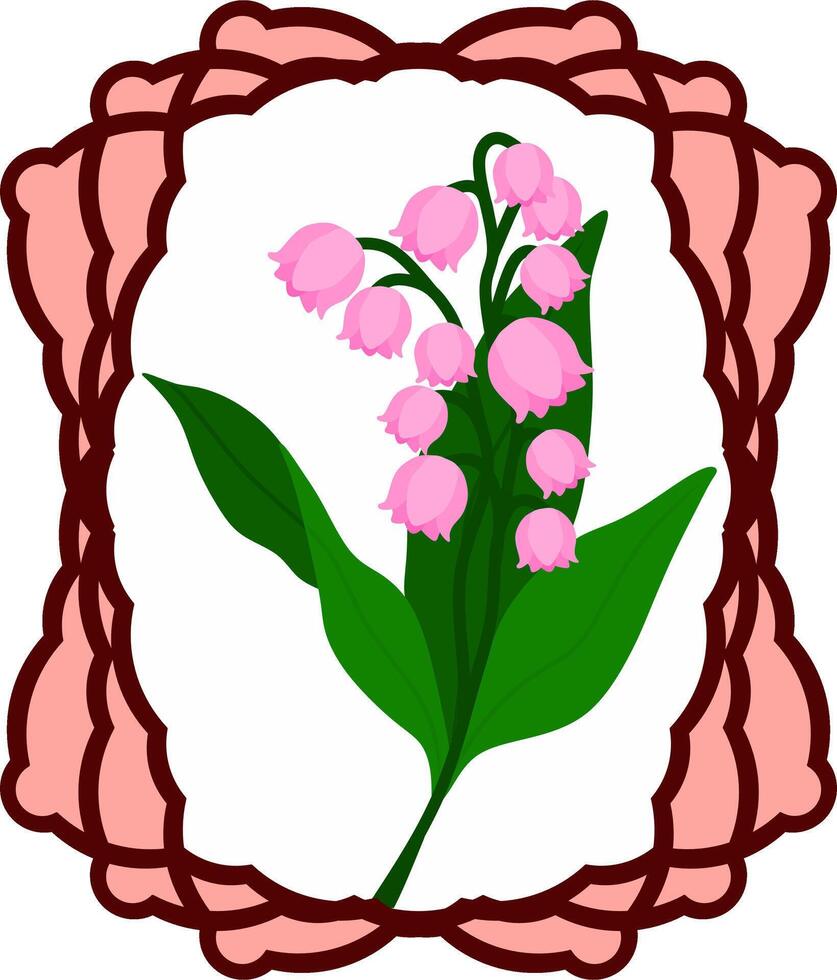 Pink Lily of the Valley Flower in Decorative Frame vector