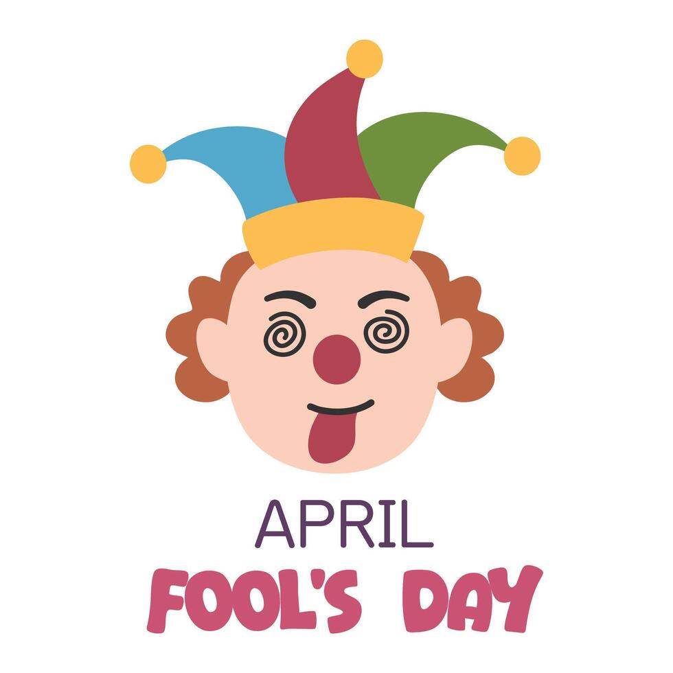 April Fools Day Clown Emoticon Illustration vector