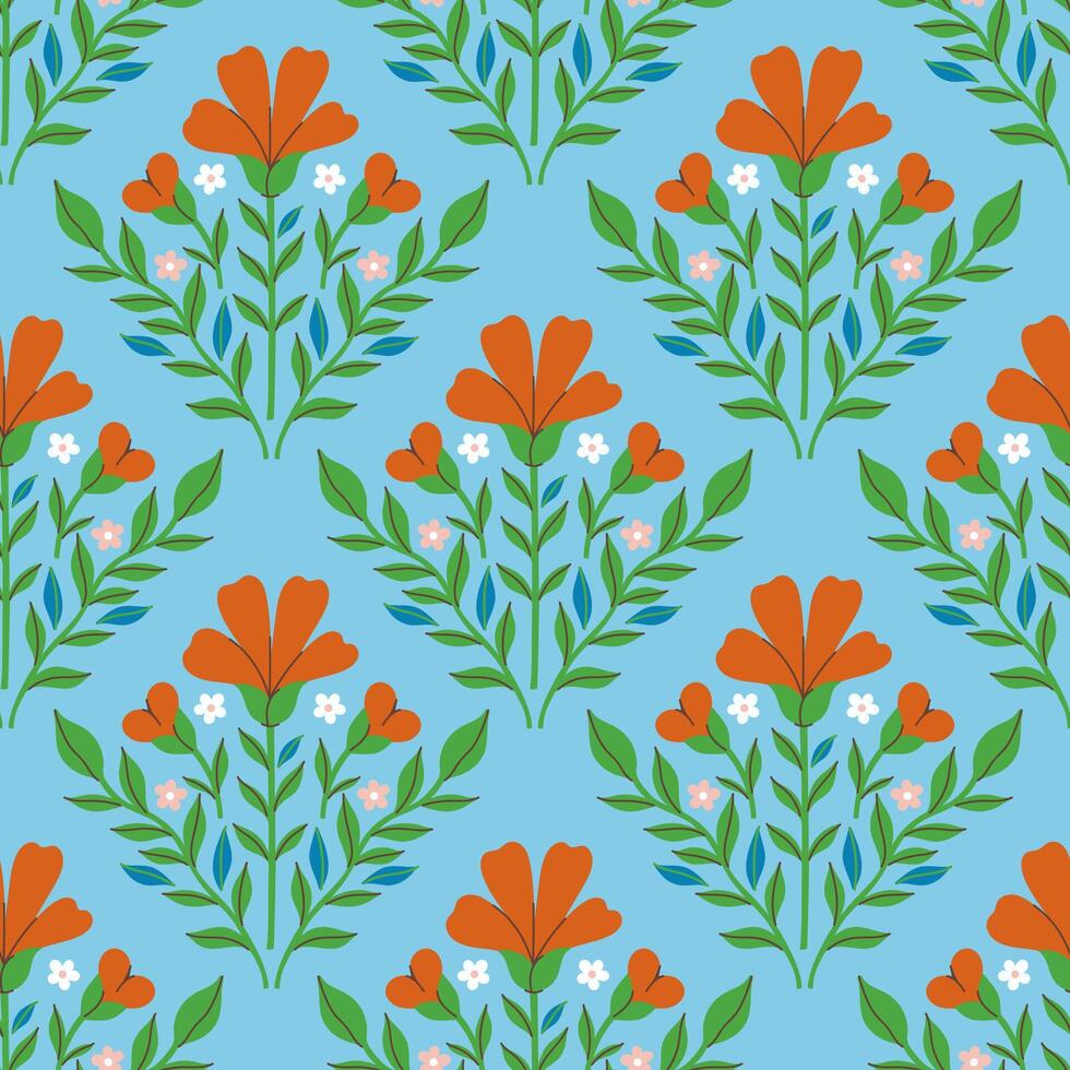 Floral design with orange flowers and green leaves vector