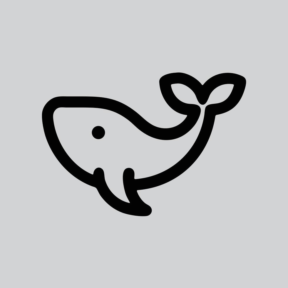 Detailed Blue Whale LINE DRAW vector